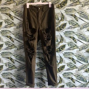 Fashion nova olive ripped jeans